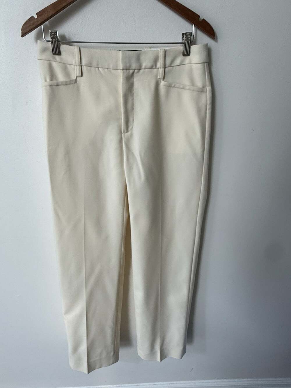 Banana Republic Pants Womens Size 6 Cream 100% Midrise Straight Leg Trousers New
